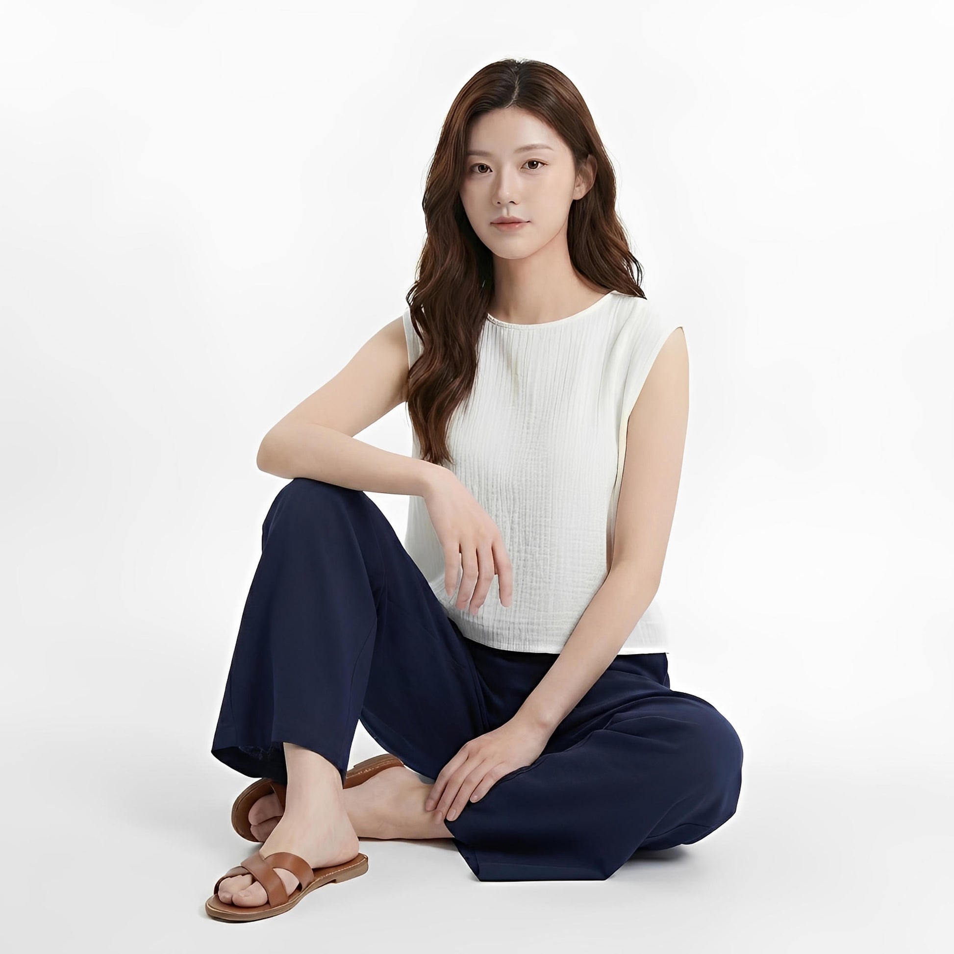 S434_Calm Air Double Gauze Cotton Sleeveless Top - PALIN2559