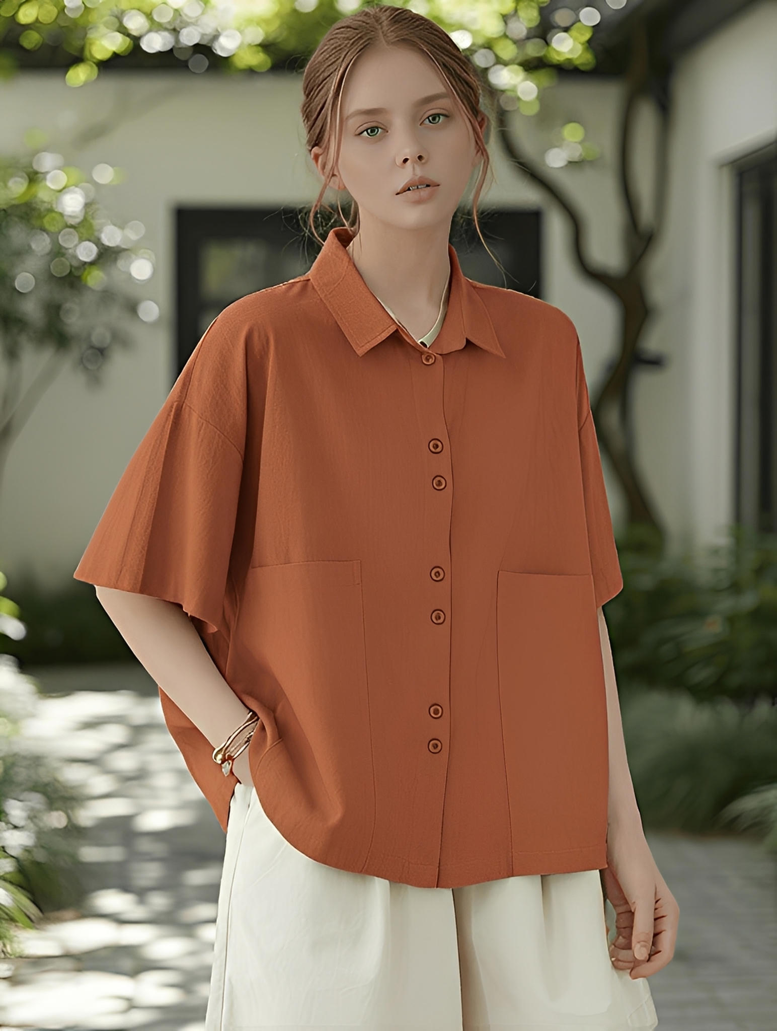 S372_Slow Breeze Oversized Cotton Shirt - PALIN2559