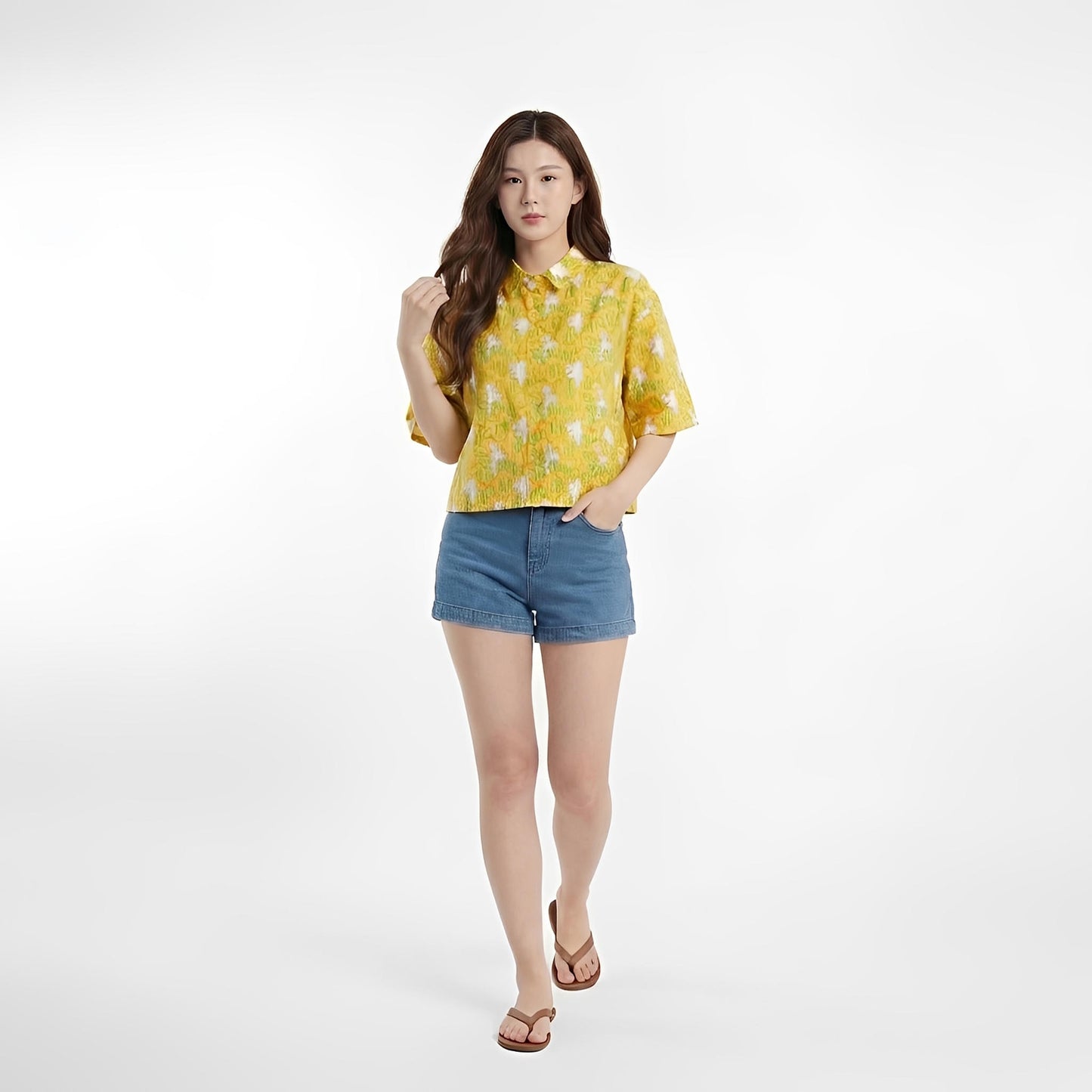 S395_Garden Rabbit Twill Cotton Asymmetric Top - PALIN2559