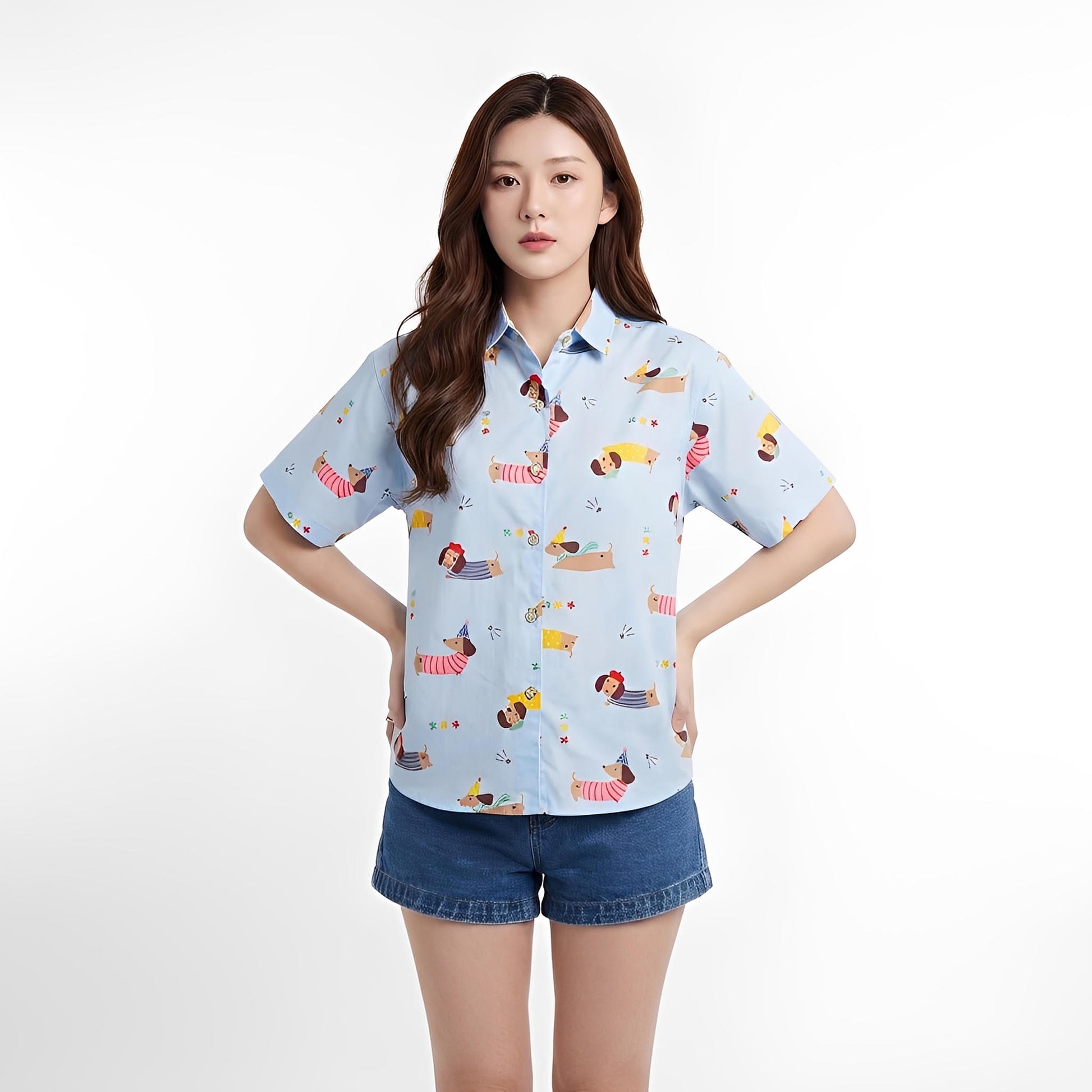 S449_Party Dog Twill Cotton Shirt - PALIN2559