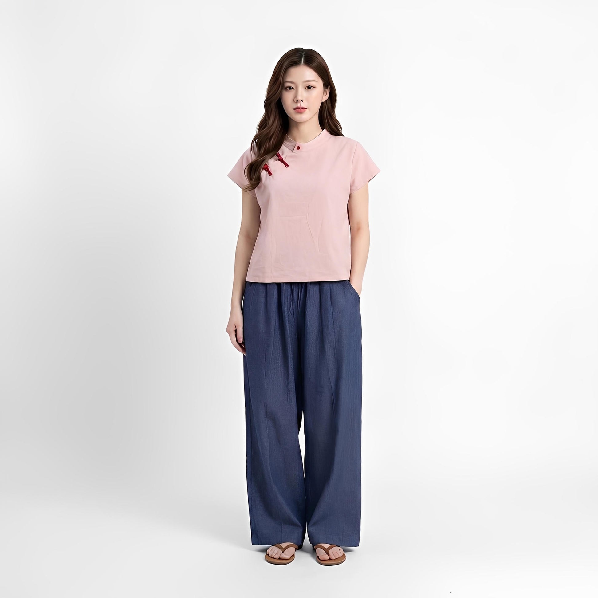 S77_Oriental Charm Washer Cotton Top - PALIN2559