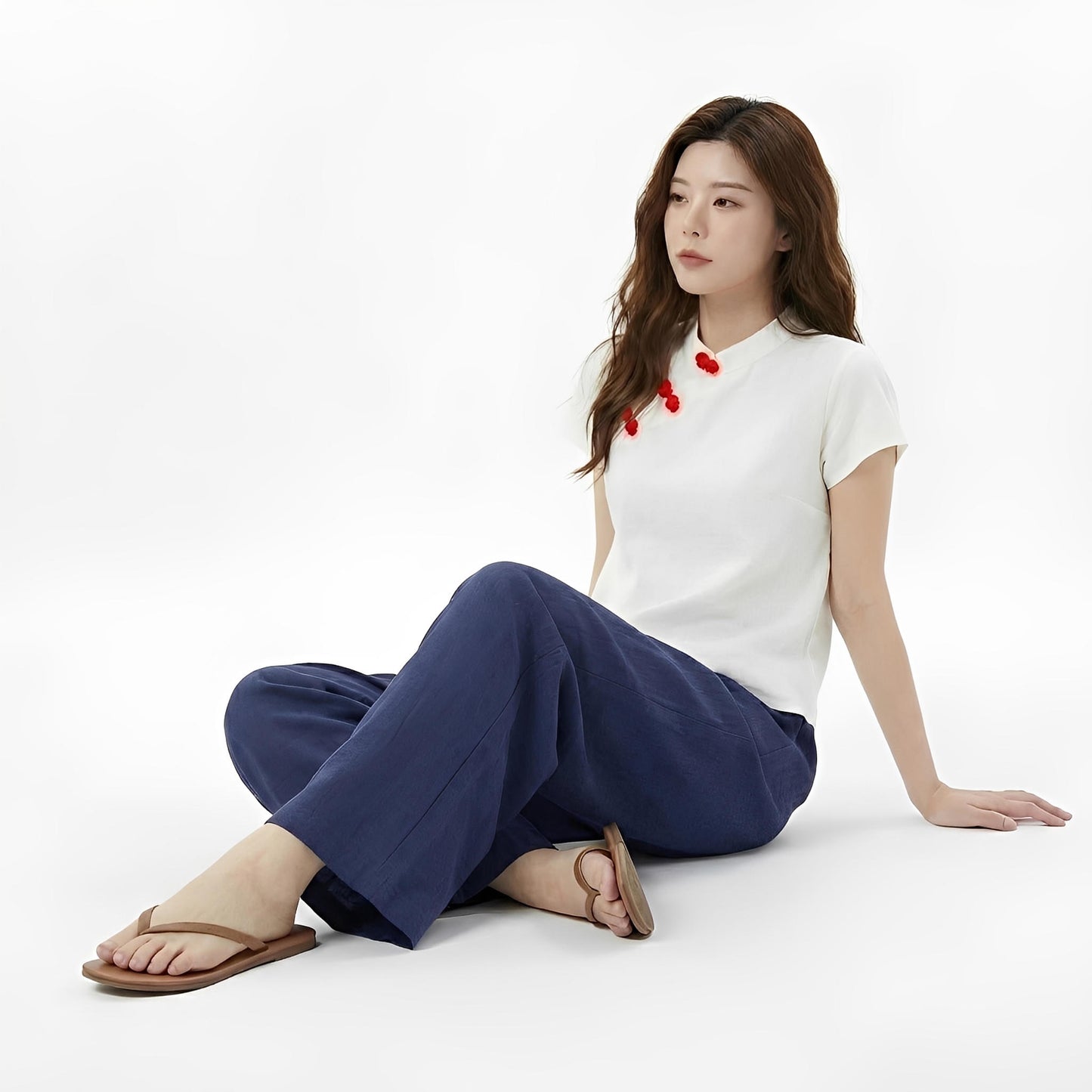 S77_Oriental Charm Washer Cotton Top - PALIN2559