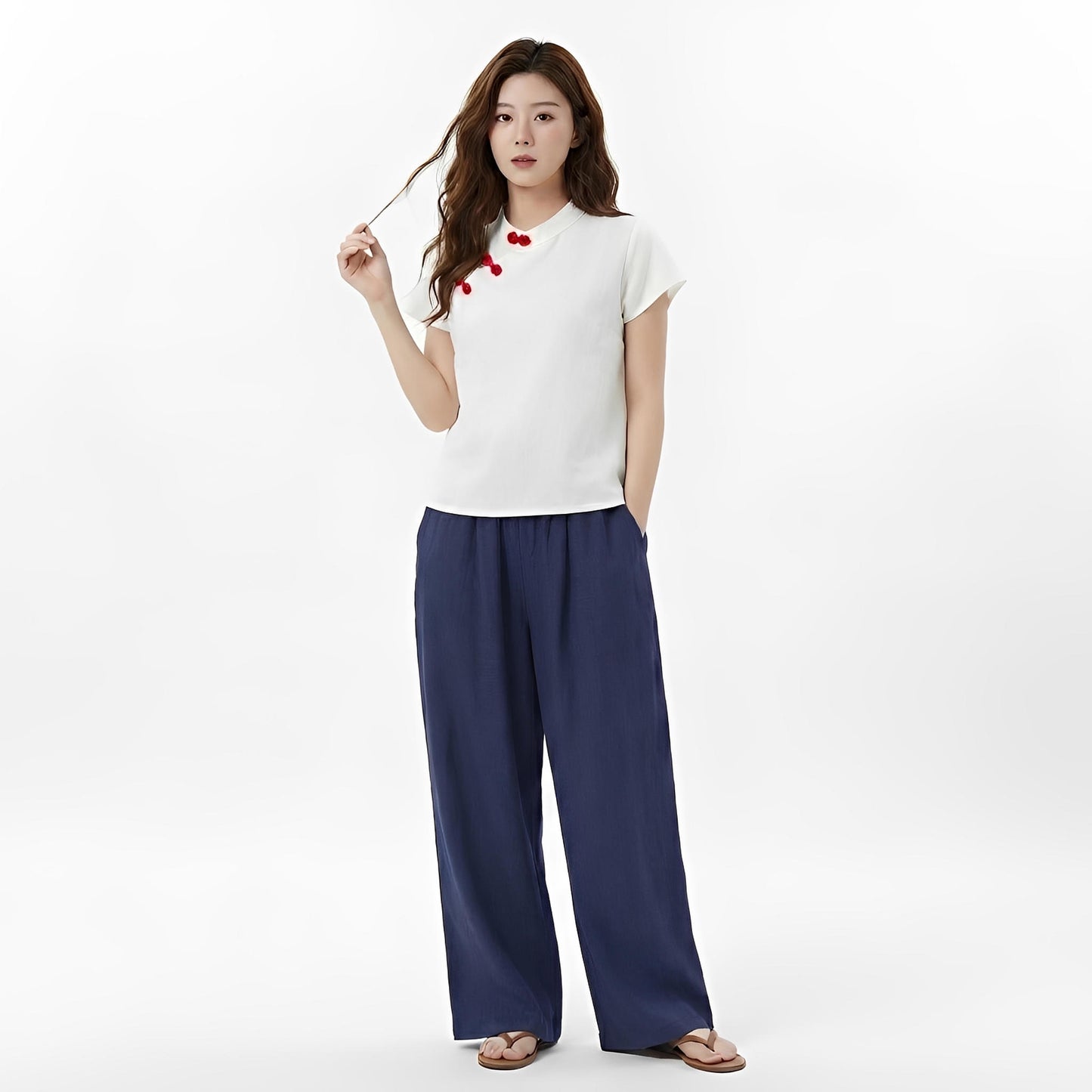 S77_Oriental Charm Washer Cotton Top - PALIN2559