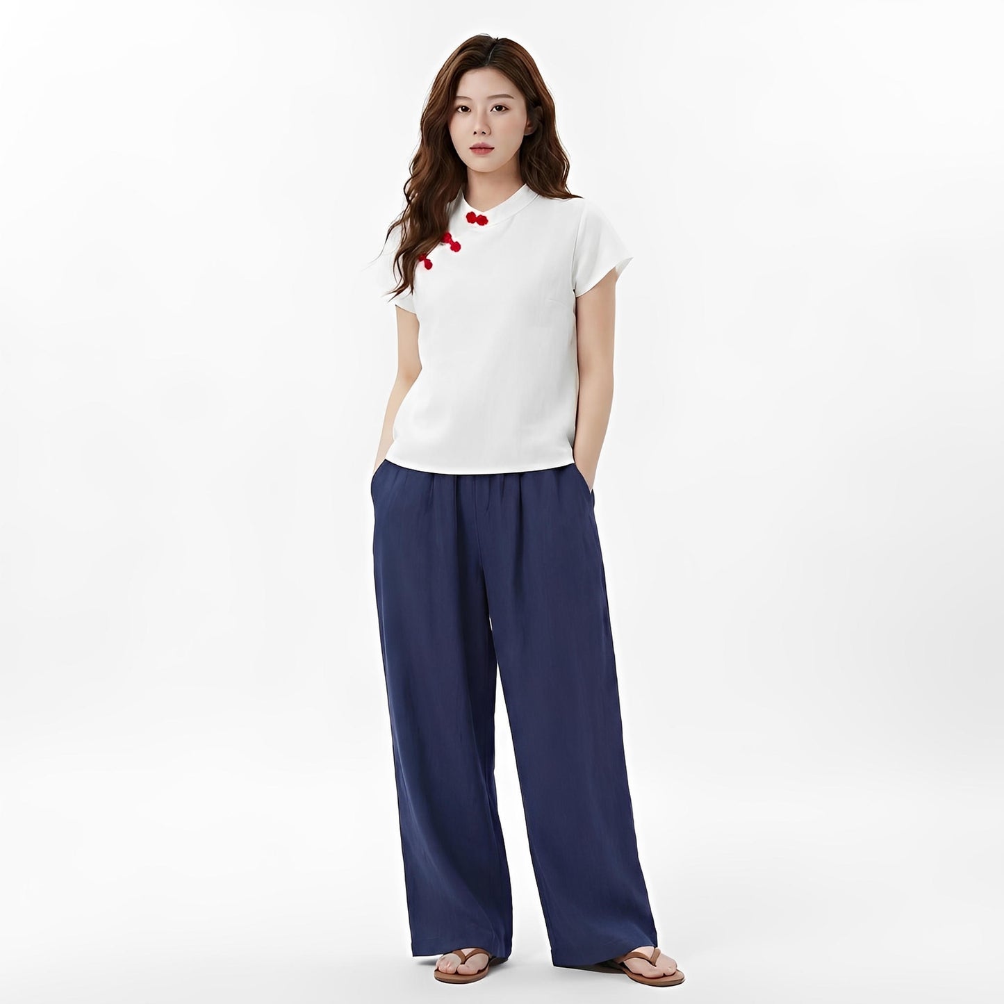 S77_Oriental Charm Washer Cotton Top - PALIN2559